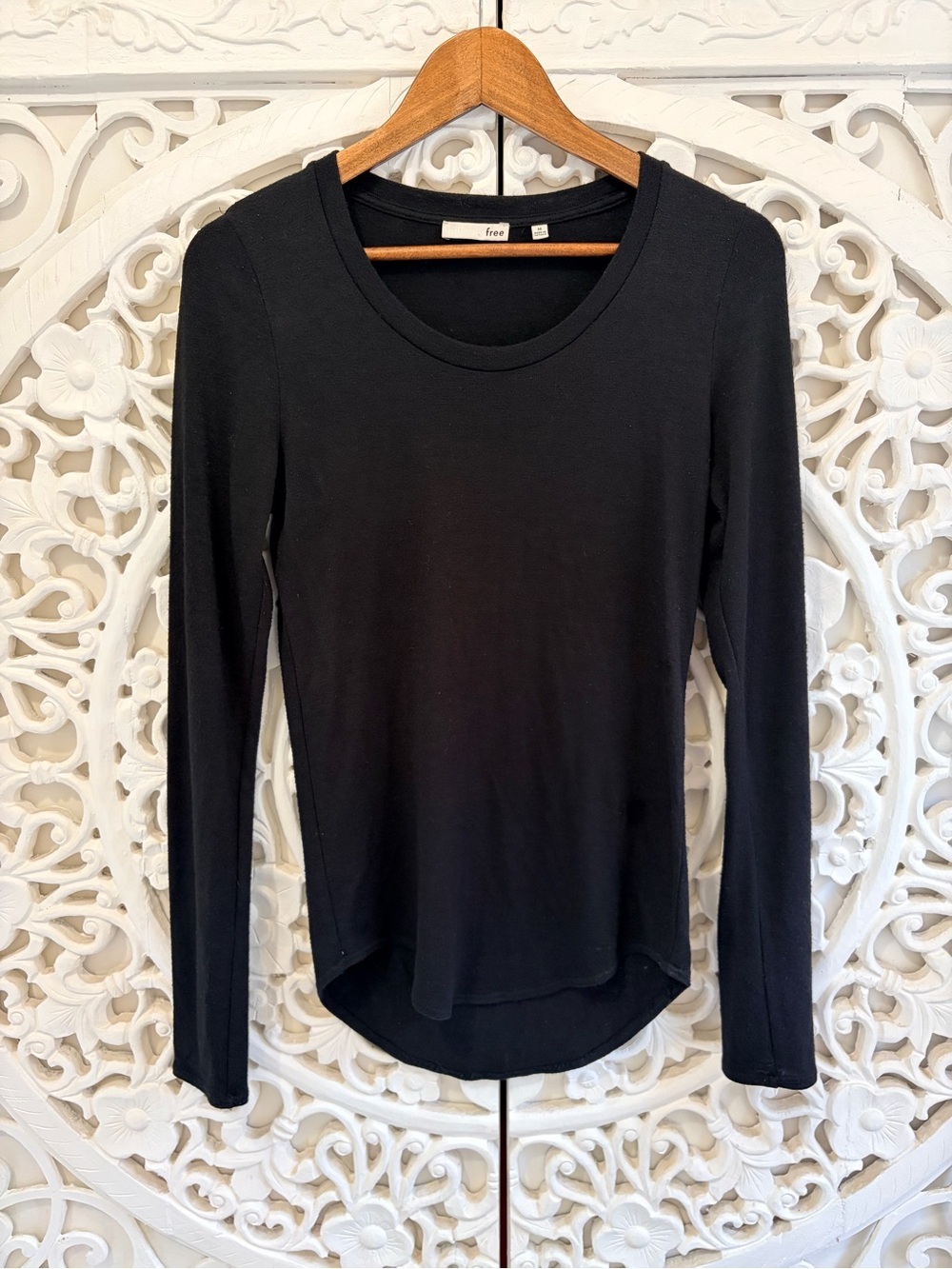 Wilfred Free Black Scoop Neck Long Sleeve Tunic Top Size M
